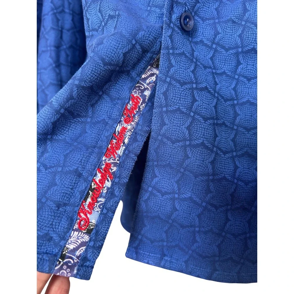 Robert‎ Graham Mens 4XL Blue Geometric Jacquard Long Sleeve Button Down Shirt